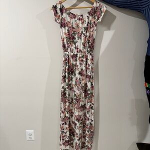 Women’s off the shoulder Floral Maxi Dress with romper – Streetwear Society